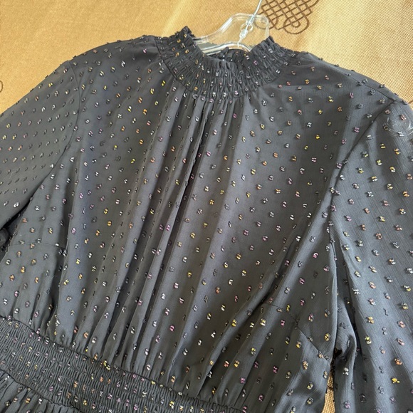 Torrid NWT! Mini Rainbow Clip Dot Blouson Sleeve Dress In Black Size 00 (M/L) - Picture 9 of 15